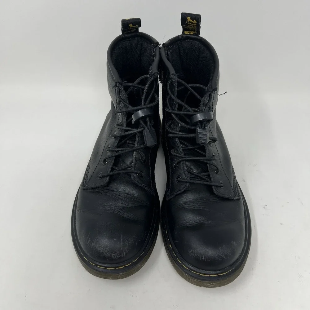 Dr Doc Martens Big Kids Youth Sz 3 Black Leather Combat‎ Boots 1460 J UK 2 EU 34